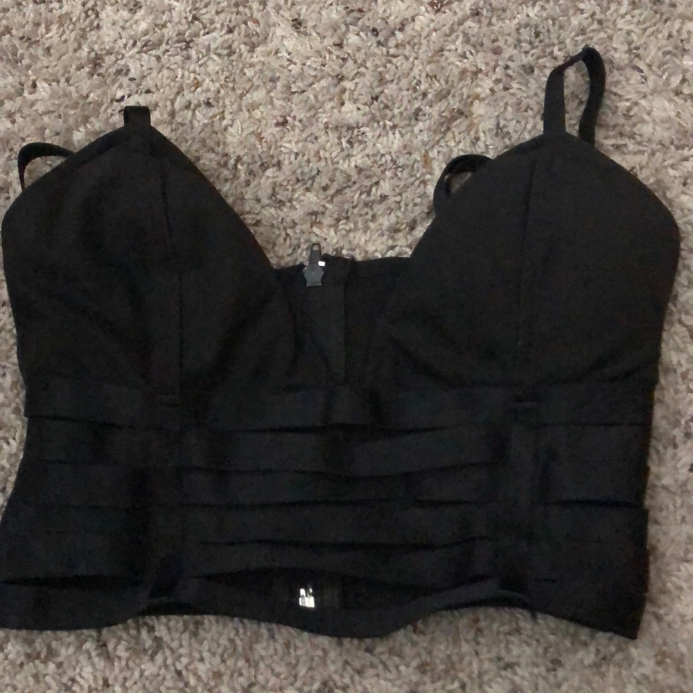 Black Crop Top With Open Slits